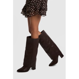 Breite Passform Strukturierte Kniehohe Stiefel - Brown - 38, Brown