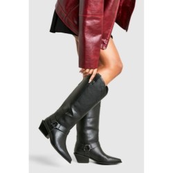 Breite Passform Kniehohe Stiefel Im Western-Stil - Black - 37, Black
