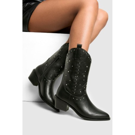 Breite Passform Western-Stiefel Mit Absatz - Black - 37, Black
