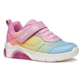 Geox Sneaker "J FADINLIGHT GIRL Blinkschuh", Regenbogen Schuh, Pride Sneaker, Bunter Klettschuh mit Gummzug