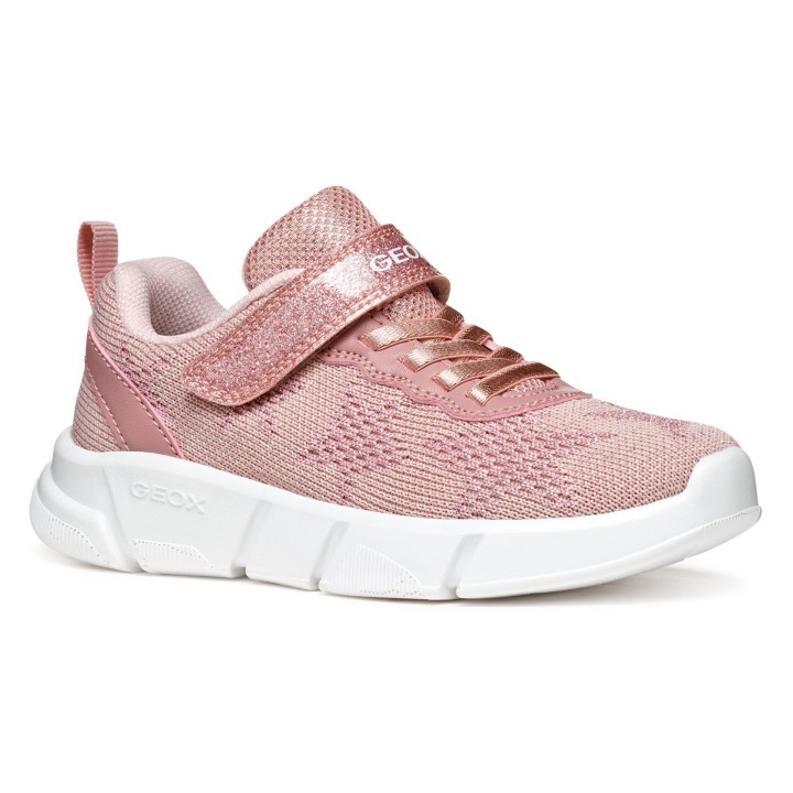 Geox Sneaker "J ARIL GIRL", Knitwear Sneaker, Klettschuh mit glitzerndem Klettriegel