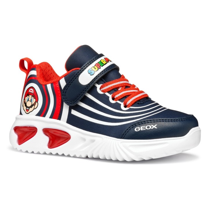 Geox Sneaker "J ASSISTER BOY Blinkschuh", Sneaker, Klettschuh, Retro Sneaker mit Super Mario Motiv