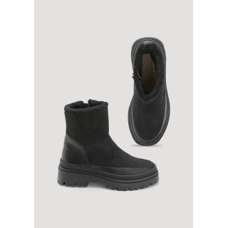 hessnatur Damen Warm gefütterte Stiefelette aus chromfrei gegerbtem Nubuk- Leder - schwarz - Größe 36