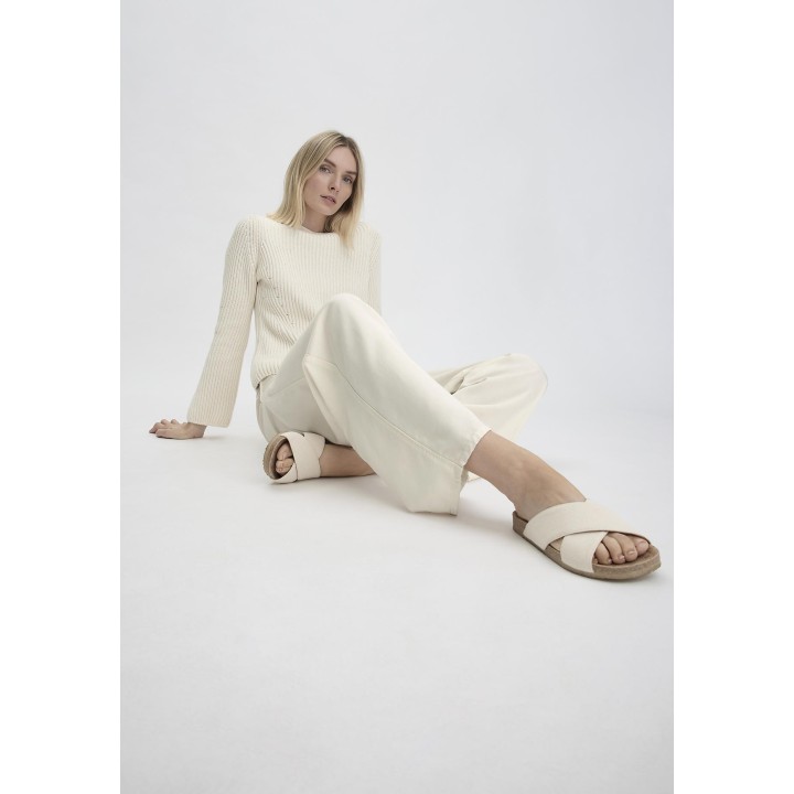 hessnatur Damen Pantolette Canvas mit Bio-Baumwolle - natur - Größe 36