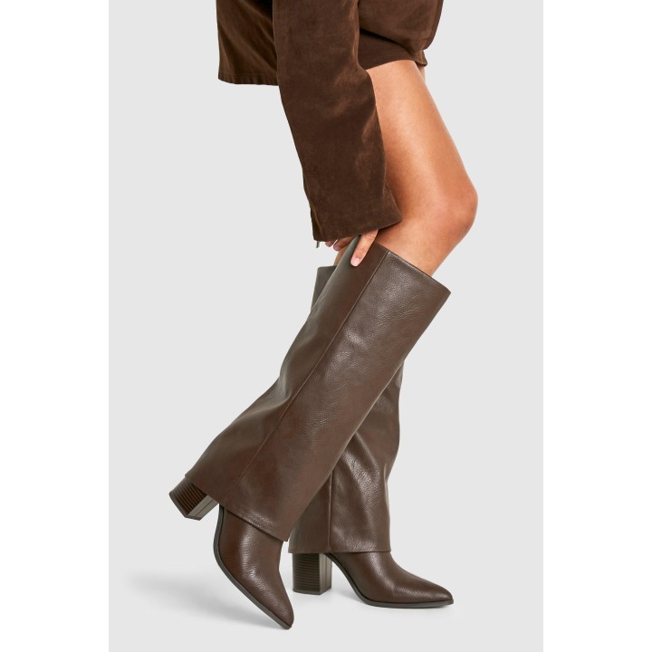 Strukturierte Kniehohe Stiefel - Brown - 39, Brown