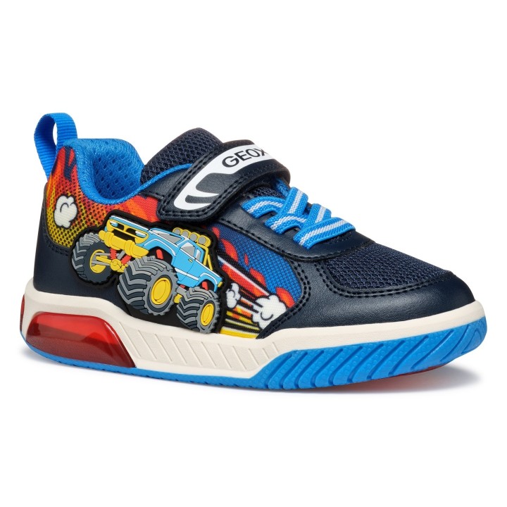 Geox Sneaker "J INEK BOY Blinkschuh", Kindergartenschuh, Klettschuh mit Fahrzeug Motiv