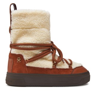 Schneeschuhe Tommy Hilfiger Lace-Up Faux Shearling Snowboot FW0FW08252 Beige