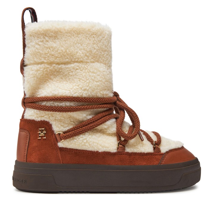 Schneeschuhe Tommy Hilfiger Lace-Up Faux Shearling Snowboot FW0FW08252 Beige