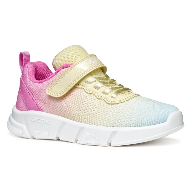 Geox Sneaker "J ARIL GIRL", Knitwear Sneaker, Klettschuh mit glitzerndem Klettriegel
