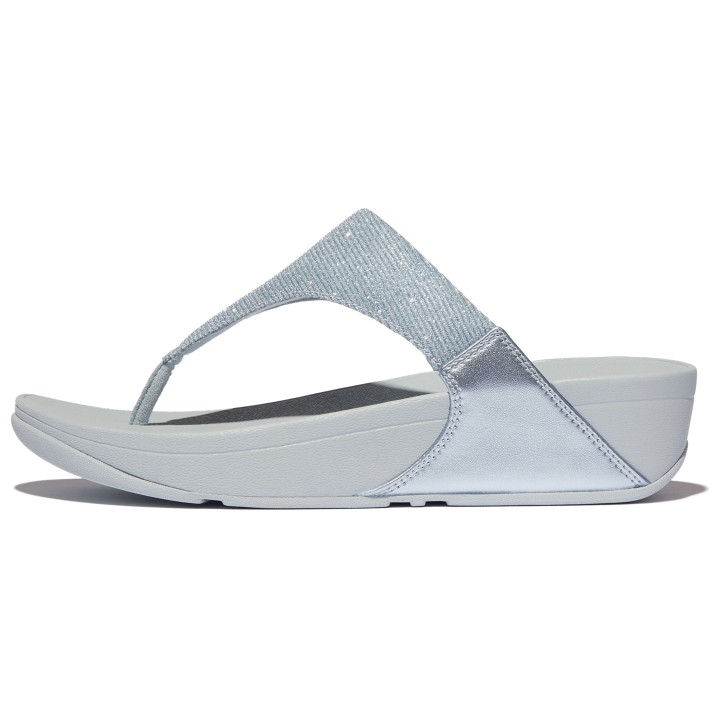 Fitflop Zehentrenner "LULU SHIMMERLUX TOE-POST SANDALS", Keilabsatz, Sommerschuh, Schlappen in schimmernder Optik