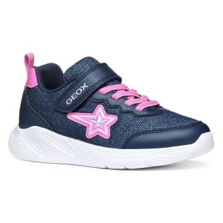 Geox Sneaker "J SPRINTYE GIRL", Freizeitschuh, Klettschuh mit Glitzer Stern