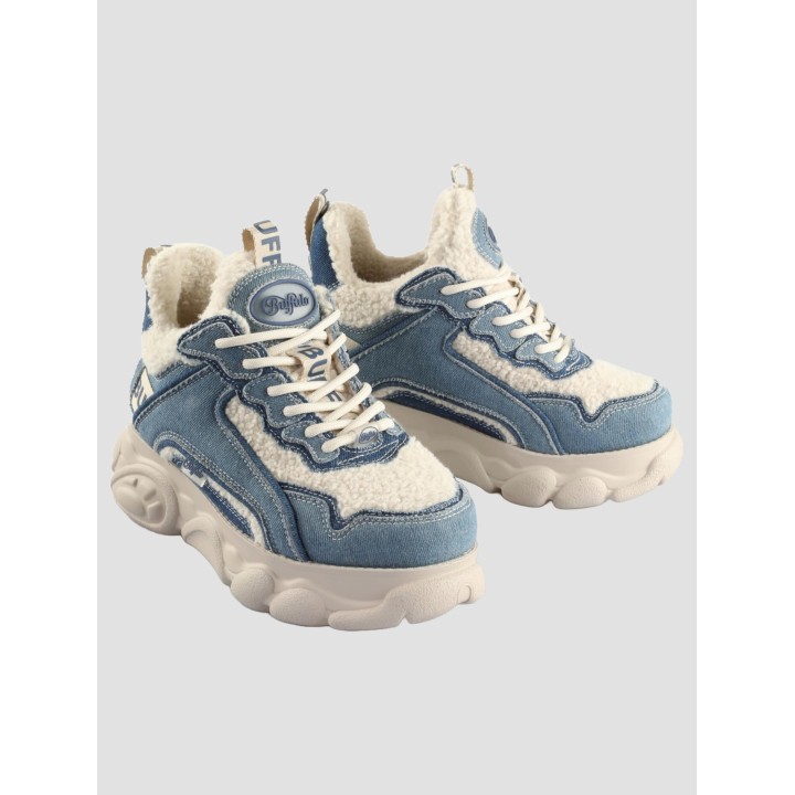 Buffalo Cld Chai Warm Vegan Denim/Fur Sneaker