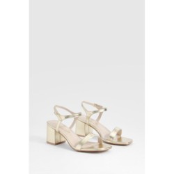 Breite Passform Heels Mit Tiefem Blockabsatz - Gold - 38, Gold