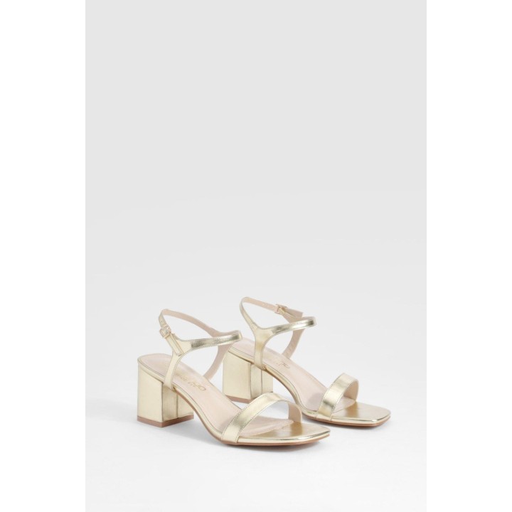 Breite Passform Heels Mit Tiefem Blockabsatz - Gold - 38, Gold