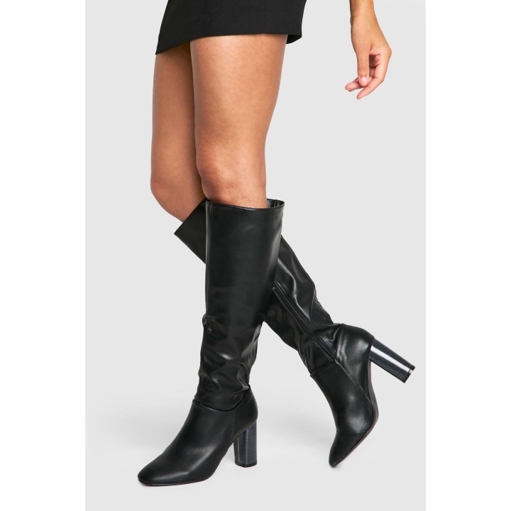 Kniehohe Stiefel Mit Blockabsatz - Black - 36, Black