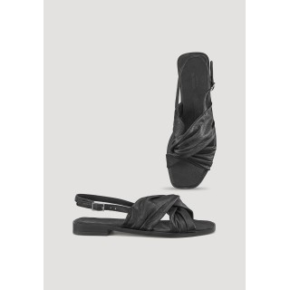 hessnatur Damen Sandalette aus chromfrei gegerbtem Glatt-Leder - schwarz - Größe 36