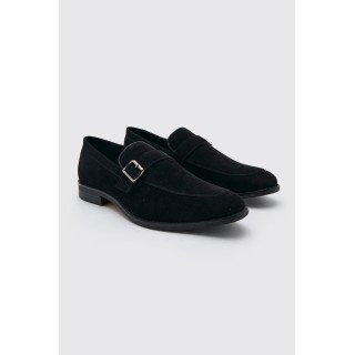 Loafer aus Wildlederimitat mit Schnalle - Schwarz - 43, Schwarz