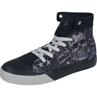 Rock Rebel by EMP - Rock Sneaker high - Sneaker with Old School Cyber Skull - EU37 bis EU47 - Größe EU37 - schwarz