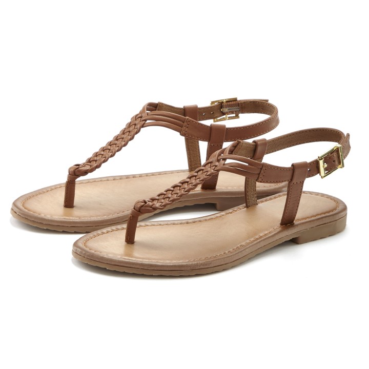 Vivance Zehentrenner, Sandalette, Sommerschuh,Sandale aus Leder mit Flecht-Optik