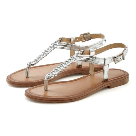 Vivance Zehentrenner, Sandalette, Sommerschuh,Sandale aus Leder mit Flecht-Optik