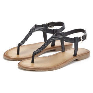 Vivance Zehentrenner, Sandalette, Sommerschuh,Sandale aus Leder mit Flecht-Optik