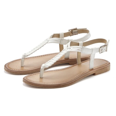 Vivance Zehentrenner, Sandalette, Sommerschuh,Sandale aus Leder mit Flecht-Optik