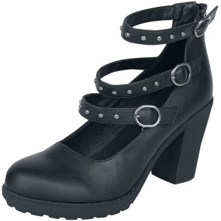 Gothicana by EMP - Gothic High Heel - High Heels mit Riemen und Nieten - EU37 bis EU41 - für Damen - Größe EU37 - schwarz