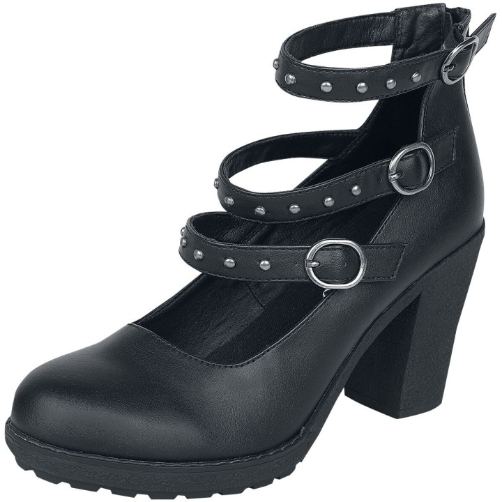 Gothicana by EMP - Gothic High Heel - High Heels mit Riemen und Nieten - EU37 bis EU41 - für Damen - Größe EU37 - schwarz