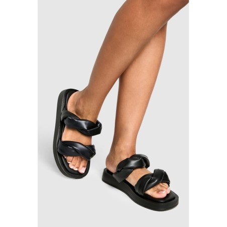 Breite Passform Slides Mit Twist-Detail - Black - 37, Black
