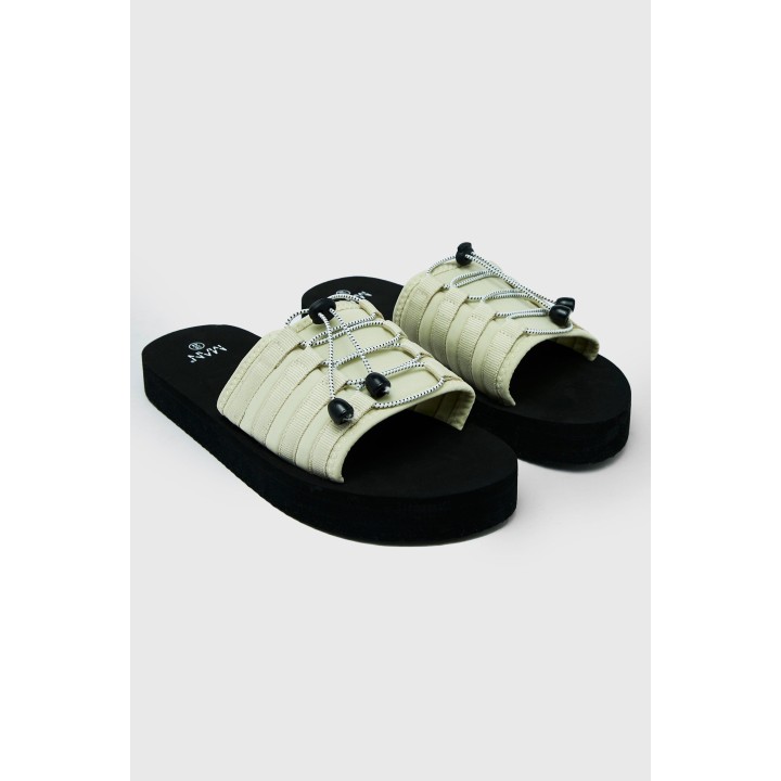 Slides mit Kordelzug - Grau - 43, Grau