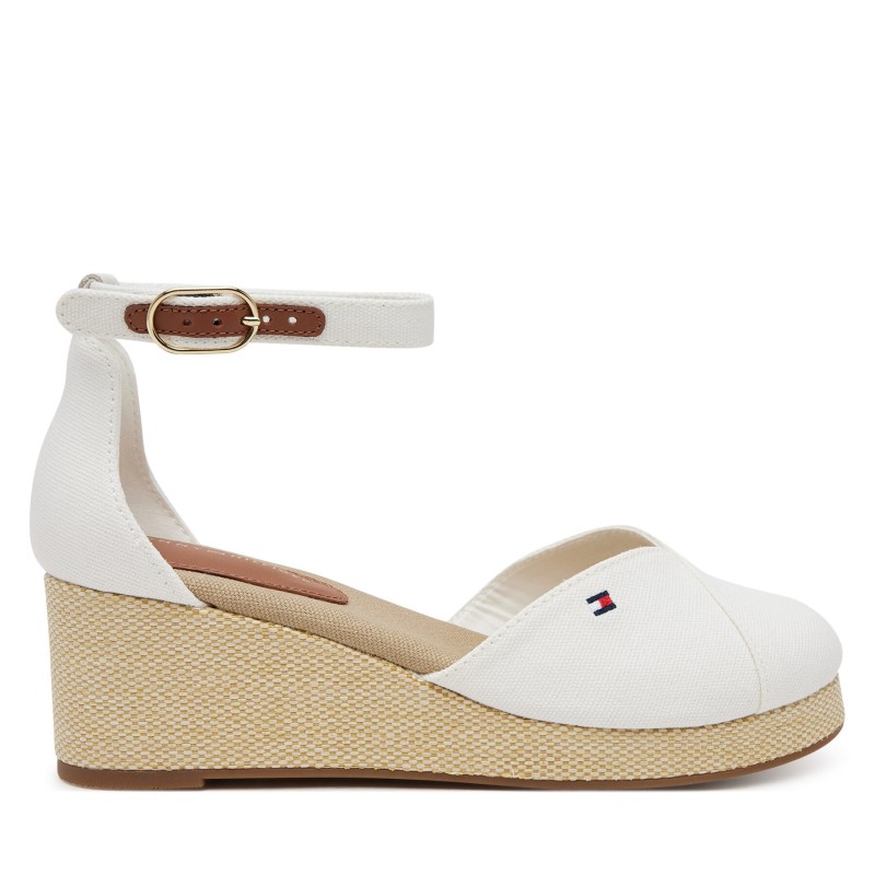 Halbschuhe Tommy Hilfiger Flag Closed Toe Mid Wedge Espad FW0FW08657 Weiß