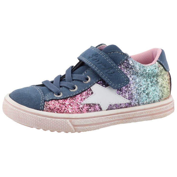 Lurchi Sneaker "Salita", Schnürschuh mit bunten Glitzerbesatz, Größenschablone z. Download