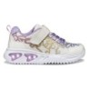 Geox Sneaker "J ASSISTER GIRL Blinkschuh", Klettschuh mit bunt glitzerndem Schleifchen Muster und Blinkfunktion
