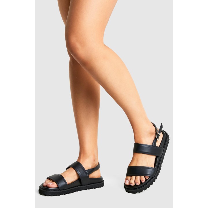 Breite Passform Riemchen-Sandalen - Black - 37, Black