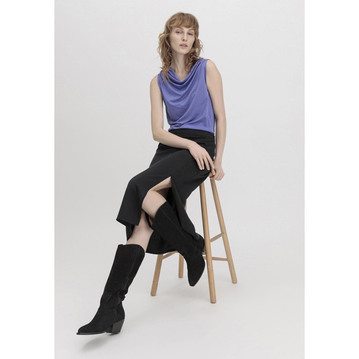 hessnatur Damen Langschaft-Stiefel Western aus chromfrei gegerbtem Nubuk-Leder - schwarz - Größe 36