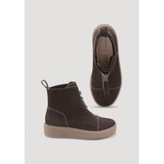 hessnatur Damen Stiefelette aus chromfrei gegerbtem Glatt-Leder - braun - Größe 36