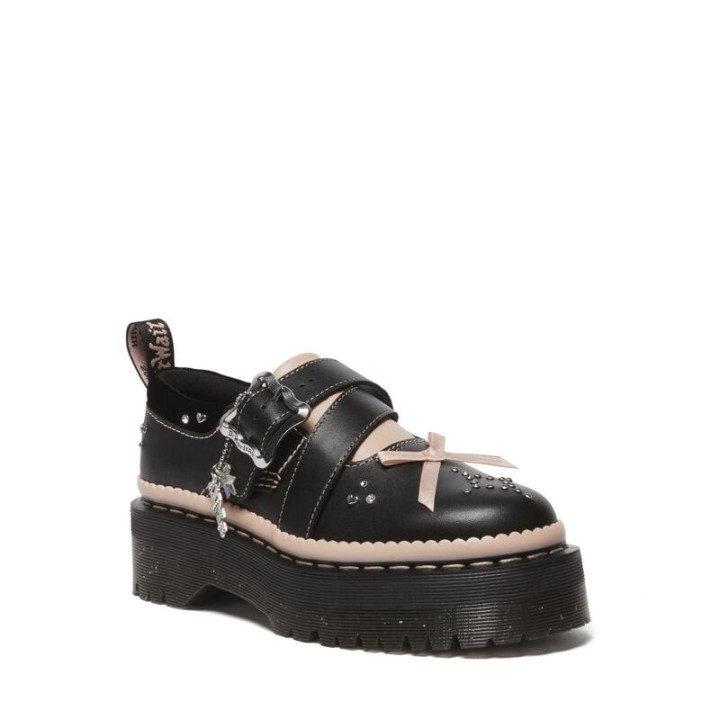 Dr. Martens Creepers - Kemsley Black+Powder Pink Nappa Lux+Ze You Velvet - EU36 bis EU41 - für Damen - Größe EU37 - schwarz