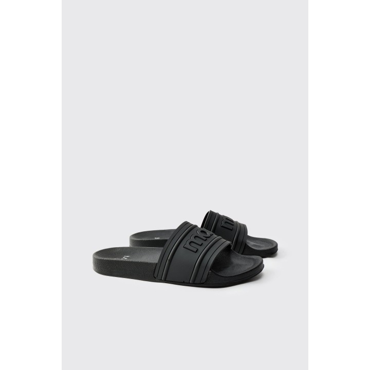 Slides mit Man-Logo - Schwarz - 41, Schwarz