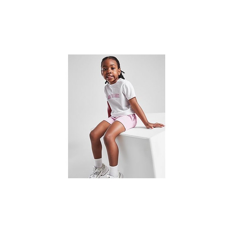 New Balance Girls' Arch Logo T-Shirt/Shorts Set Infant - White, White