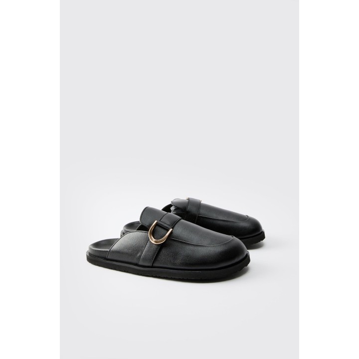 PU-Mules mit Schnallen-Detail - Schwarz - 41, Schwarz