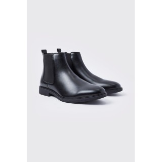 Klassische Kunstleder Chelsea-Stiefel - Schwarz - 41, Schwarz