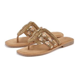 Vivance Zehentrenner, Sandale, Pantolette aus Leder mit Schmucksteinchen