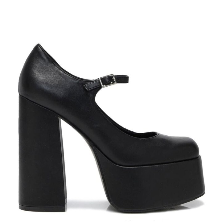 KOI - Rockabilly High Heel - Darkbloom Black Platform Heels - EU37 bis EU40 - für Damen - Größe EU37 - schwarz