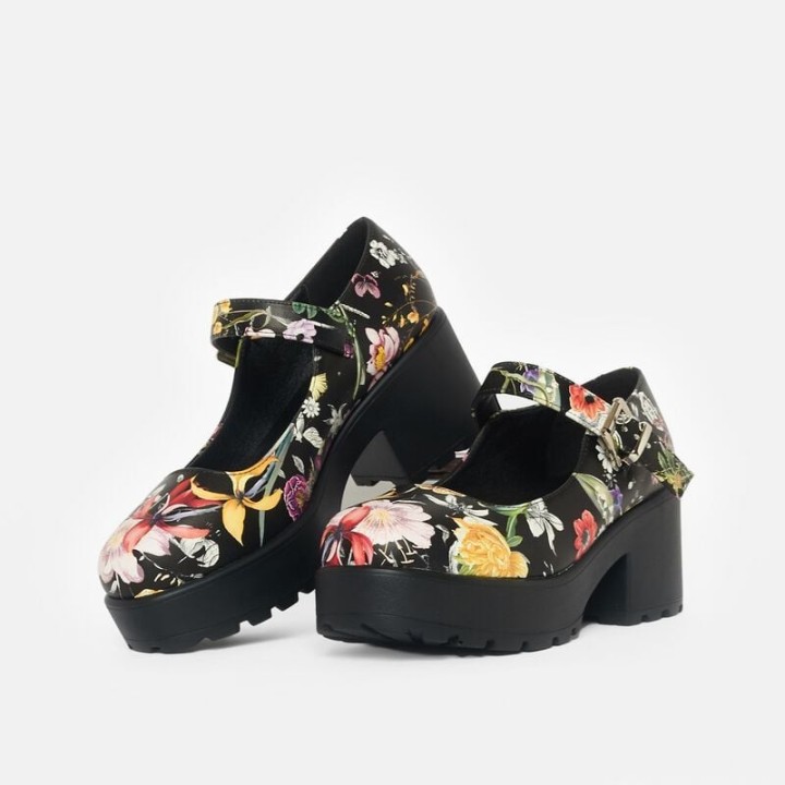 KOI - Rockabilly High Heel - Tira Mary Janes 'Floral Edition' - EU36 bis EU39 - für Damen - Größe EU36 - multicolor