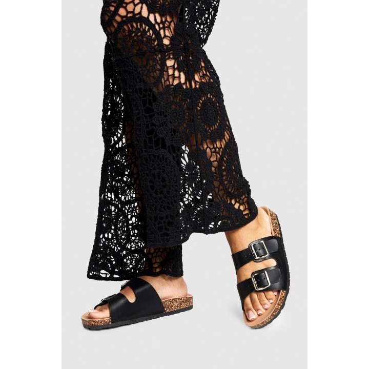 Slides Mit Doppelter Schnalle - Black - 37, Black