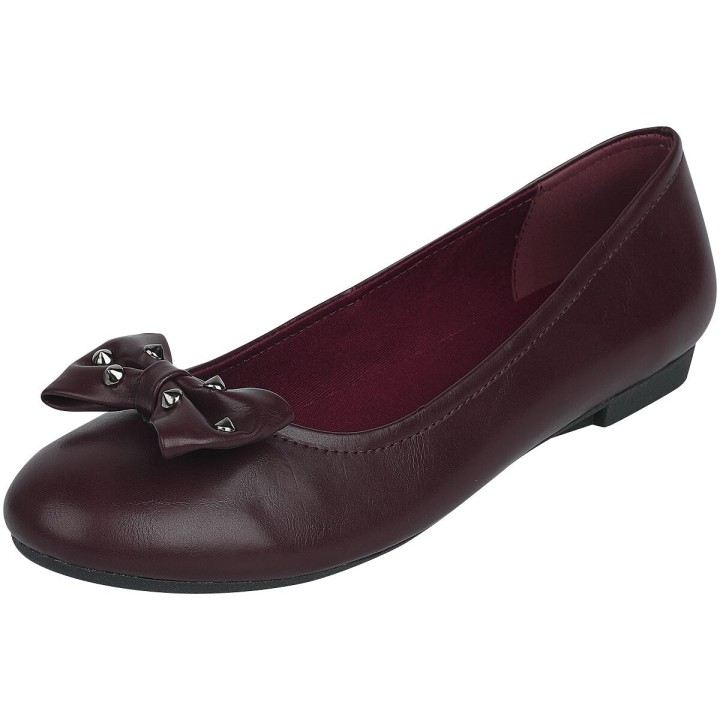Rock Rebel by EMP Dunkelrote Ballerinas mit Schleife und Nieten Ballerina dunkelrot