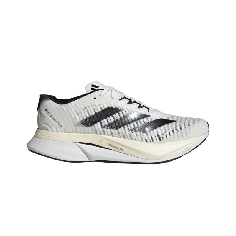 Adidas Adizero Boston 12 Weiß Schwarz SS25, Größe UK 8.5