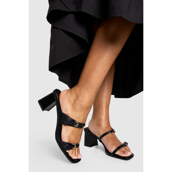 Heels Mit Blockabsatz Und Schnalle - Black - 38, Black