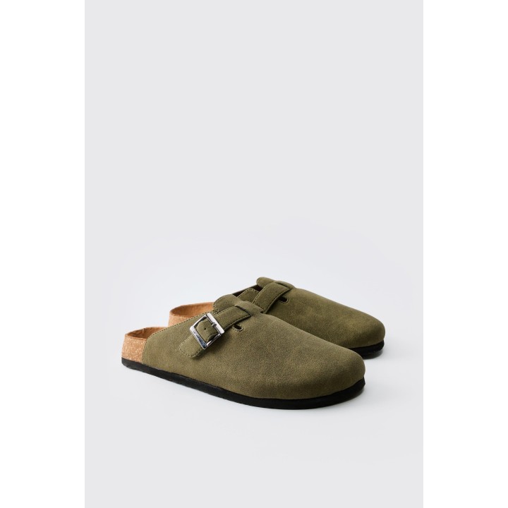 Mules aus Wildlederimitat - Grün - 41, Grün