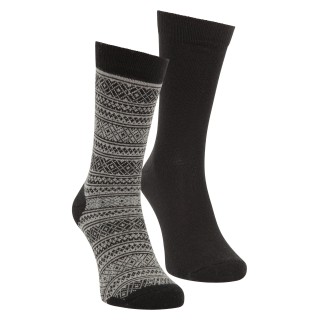 Gemusterte Merino Socken - 2er Pack - Grau